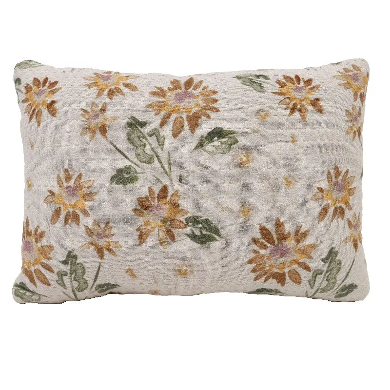 Chambray Floral Sunflower Decorative Throw Pillow Accent