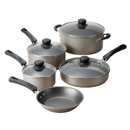 9-Piece Nonstick Cookware Set With Tempered Glass Lids