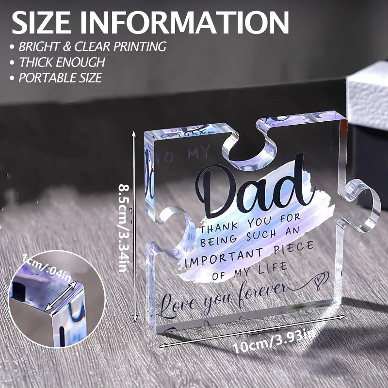 Dad Acrylic Block Puzzle Gift for Fathers Day and Birthdays