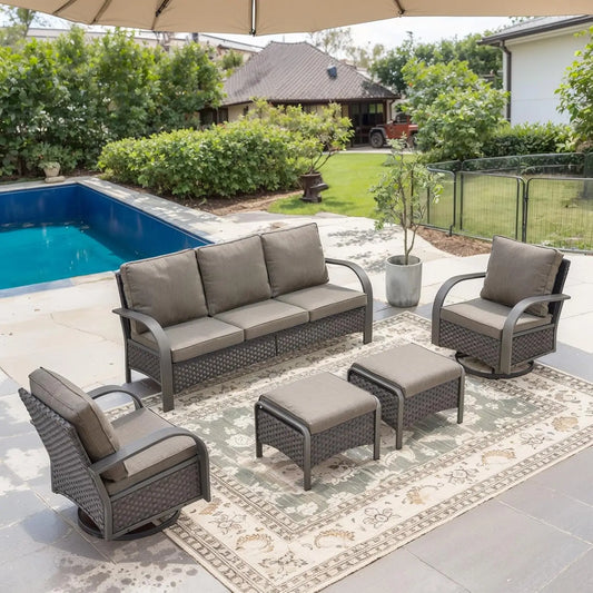 5-Piece Outdoor Patio Furniture Set All-Weather Wicker Chairs