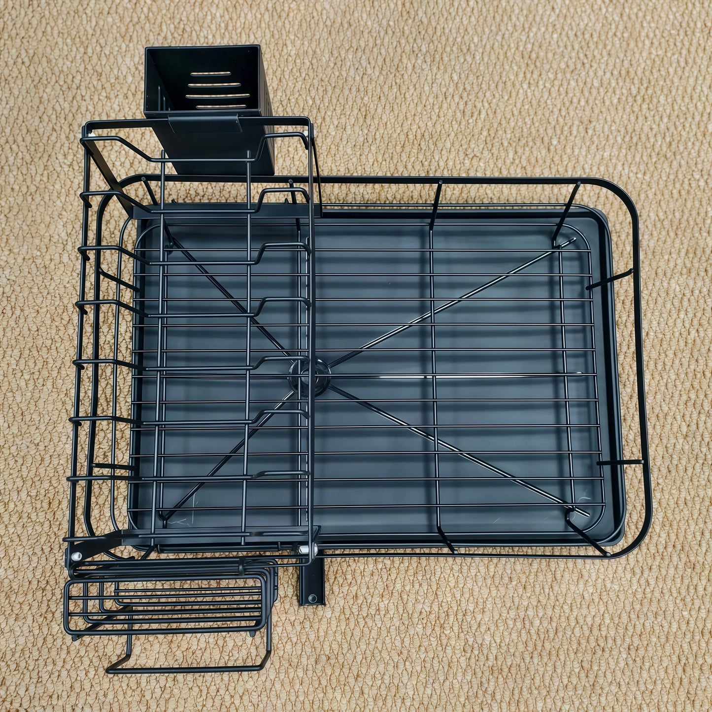 AEHOME Two Tier Expandable Dish Rack With Drainboard And Organizer