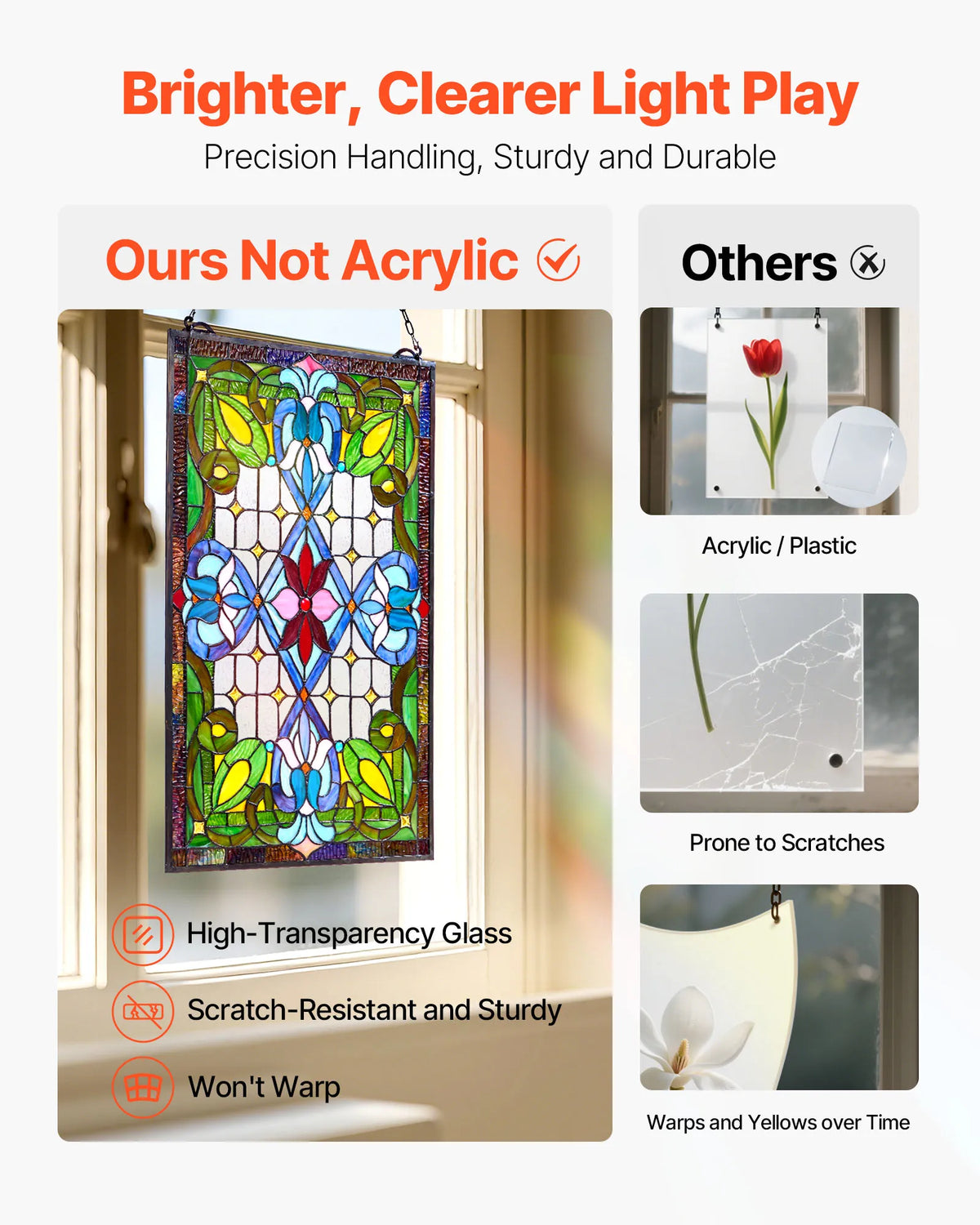 SucceBuy Tiffany Style Stained Glass Hanging Window Panel Home Decor
