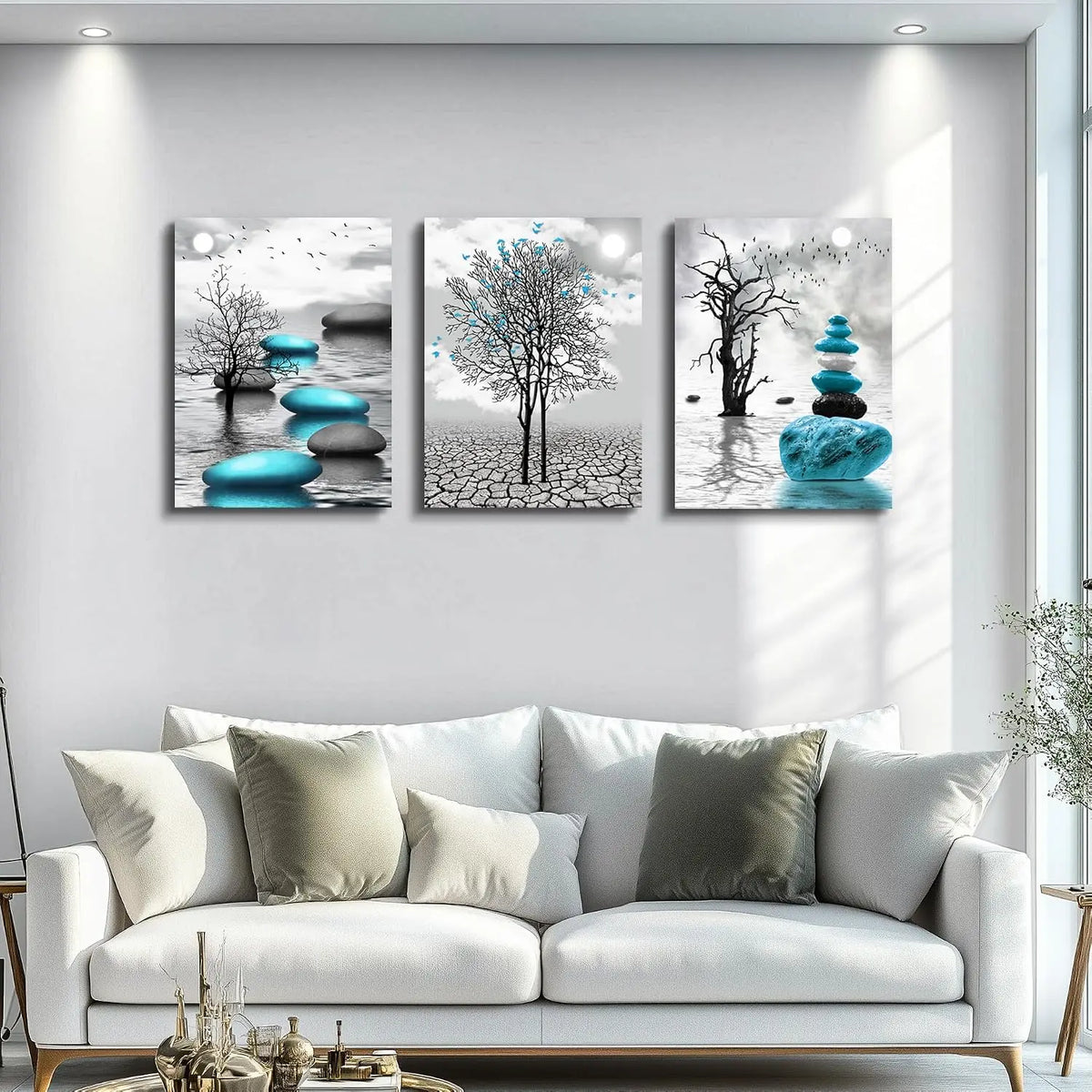 Modern Abstract Stones Canvas Wall Art For Living Room Decor
