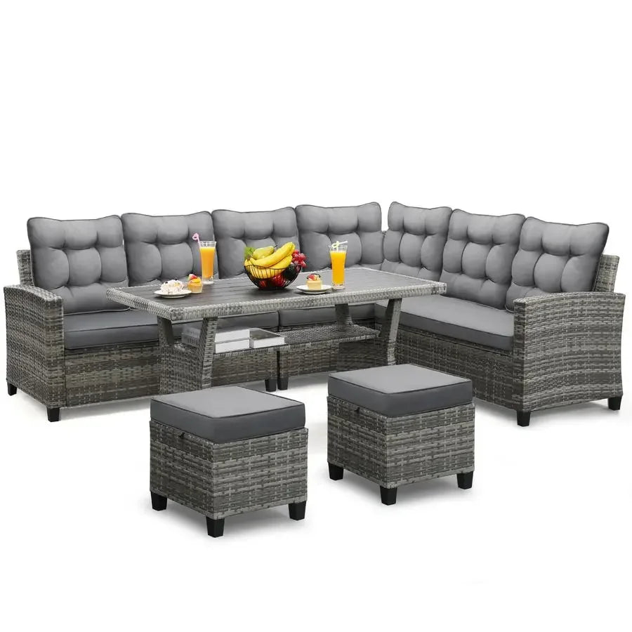 XMSJ Outdoor Patio Furniture Set With Sectional Sofa And Table
