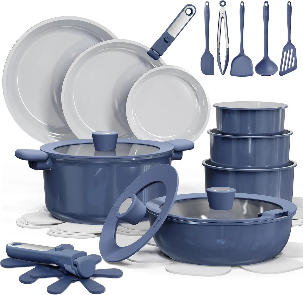 Professional Ceramic Nonstick Cookware Set With Detachable Handles