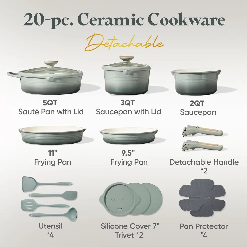 Nuanyao Titanium Nonstick Cookware Set With Detachable Handles