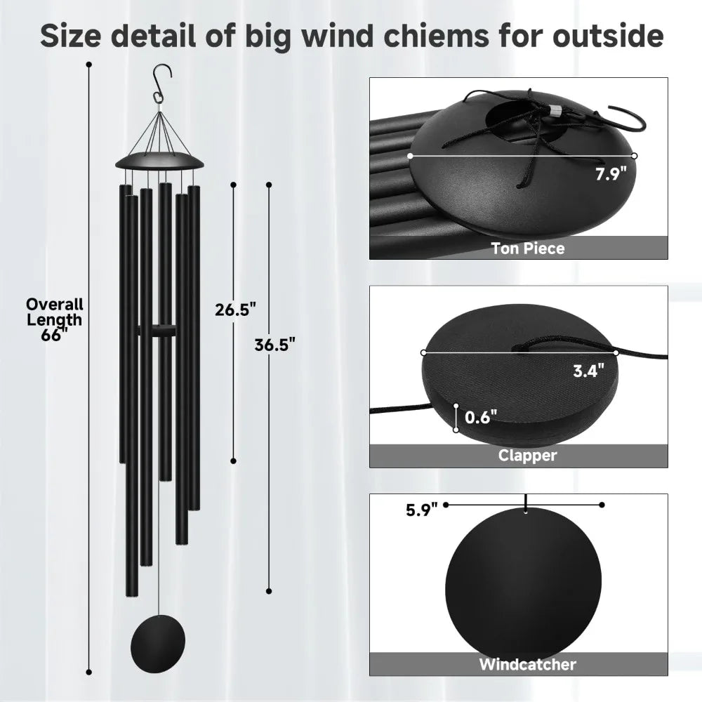 Outdoor Wind Chimes Deep Tone With Aluminum Tubes For Relaxing Garden Decor