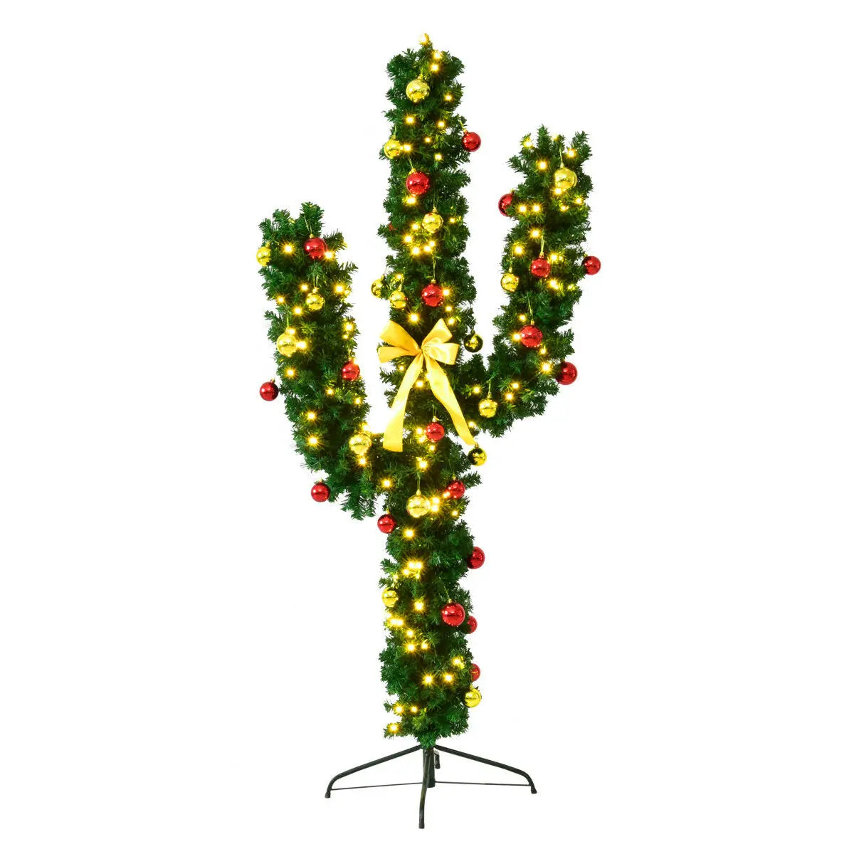 MULTIGOT Pre-Lit Artificial Cactus Christmas Tree With LED Lights