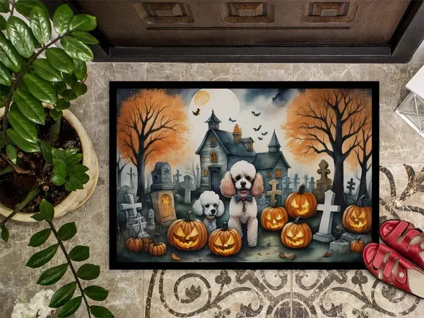 Poodle Spooky Halloween Doormat Non Slip Washable