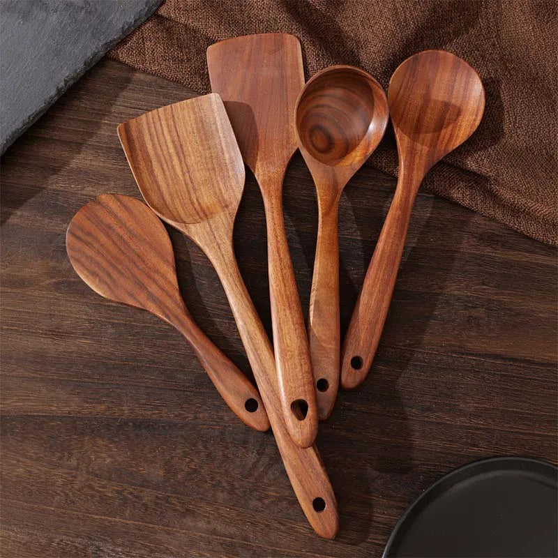 Teak Wood Kitchen Utensils 5 Piece Set