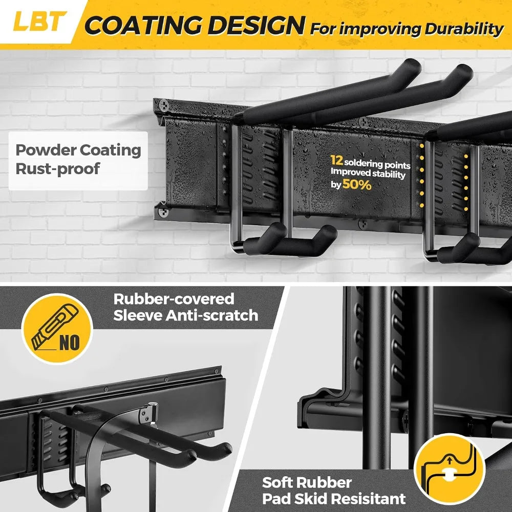 Garage Tool Organizer Wall Mount, Heavy-Duty Metal Storage Rack