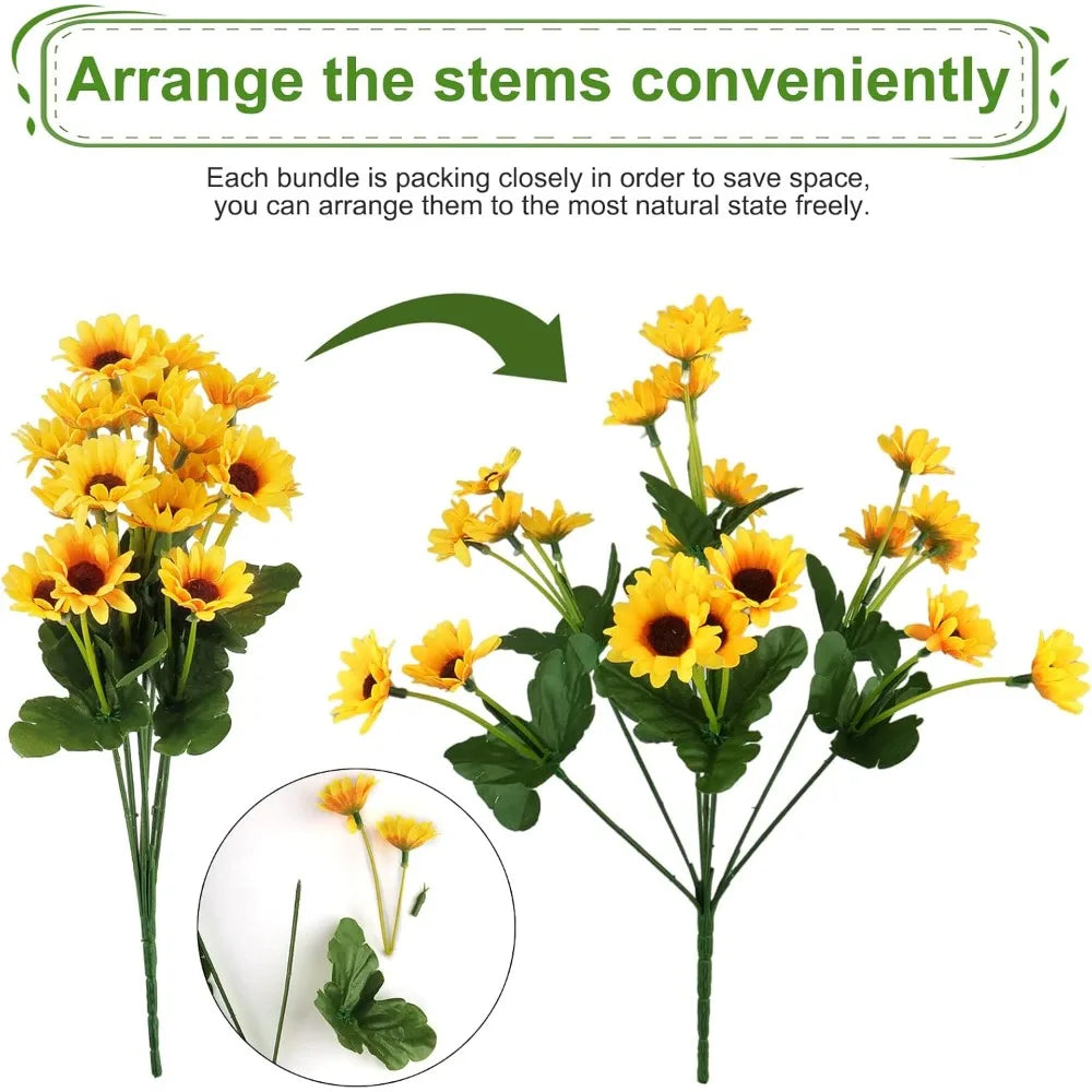 Sunflowers Artificial Flowers 10 Bunches UV Resistant Outdoor Indoor Decor