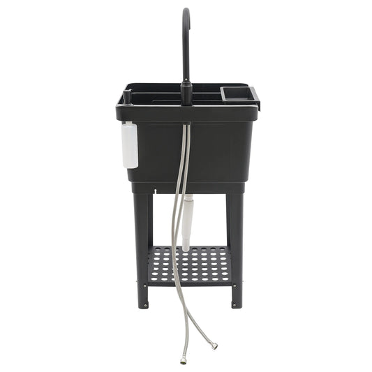 Freestanding Laundry Sink With Soap Dispenser And Storage Rack