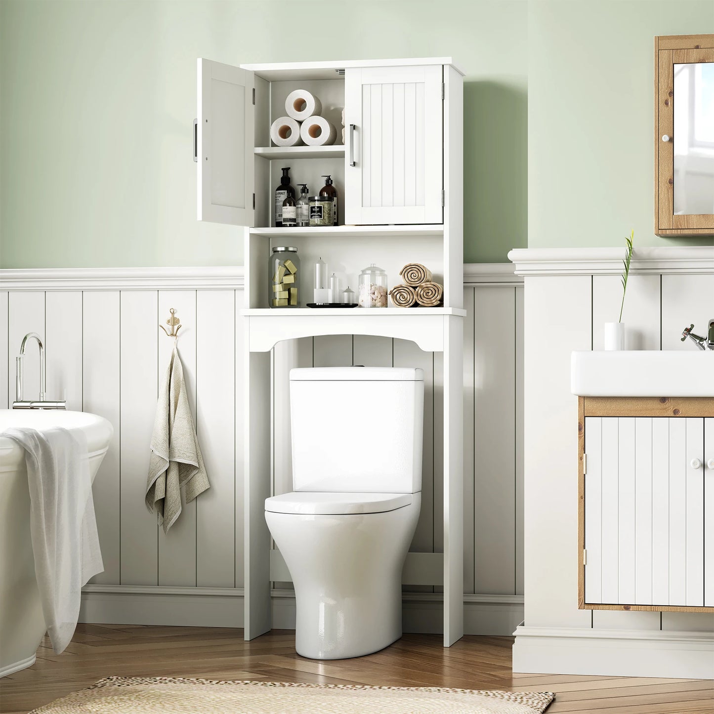 HiMISS Over The Toilet Storage Cabinet With Anti Tip Device