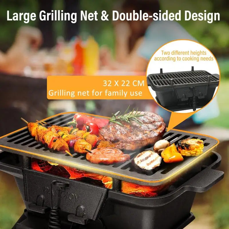Portable Cast Iron Hibachi Grill With Grate Lifter