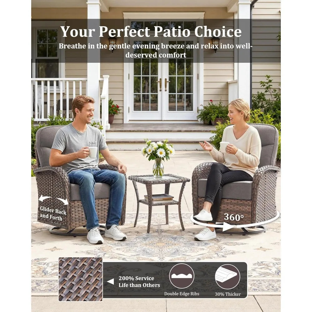 Luxury Patio Conversation Set With High Back Swivel Cushioned Chairs