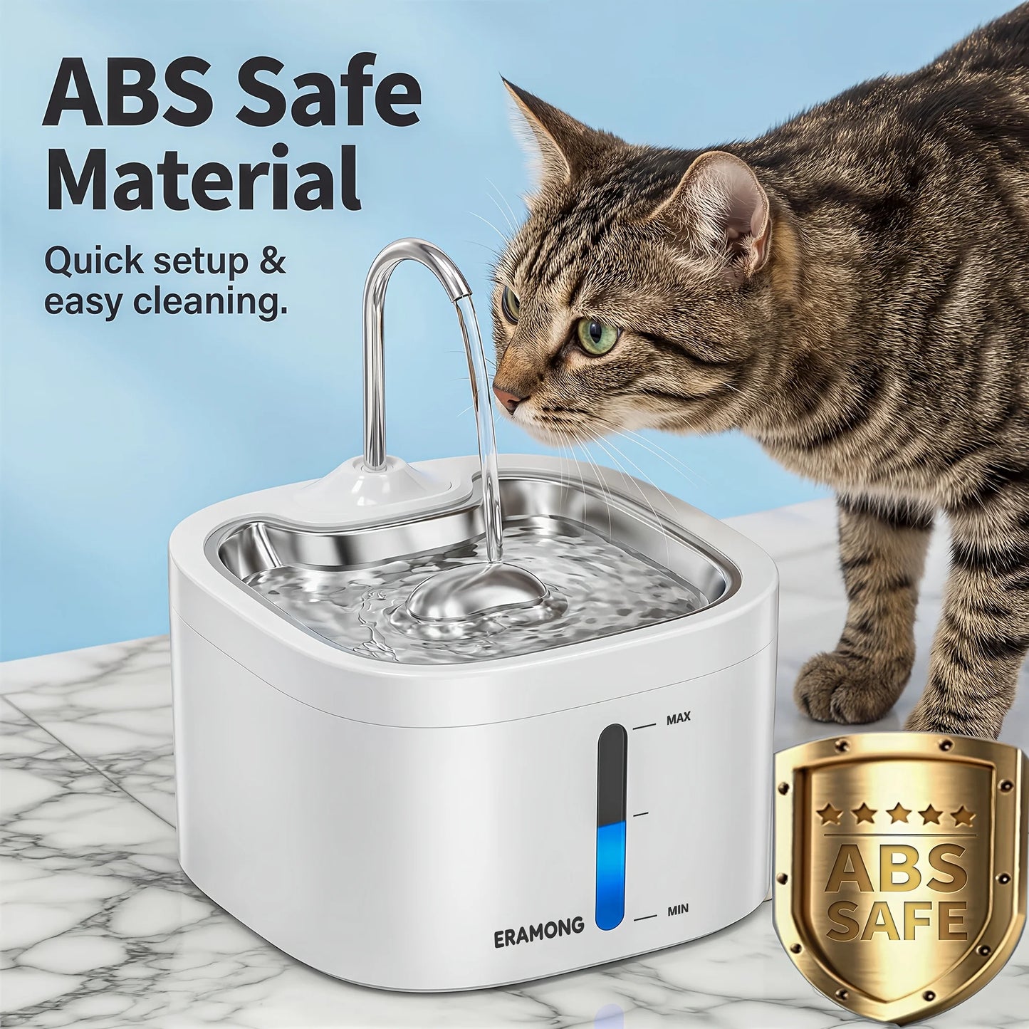Automatic Stainless Steel Pet Water Fountain With Quiet Water Pump