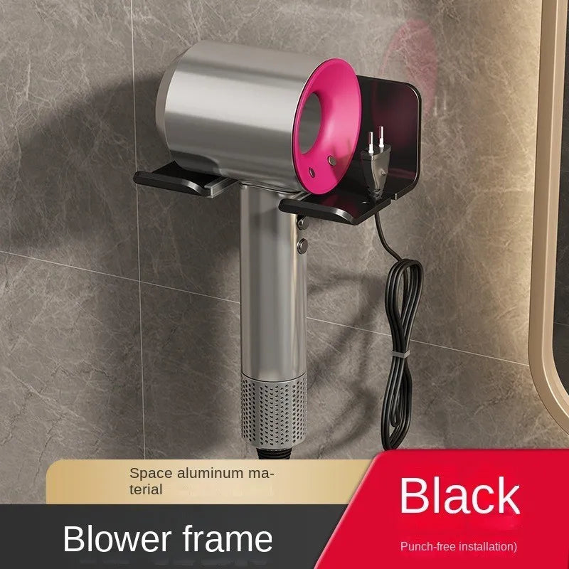 Hair Dryer Holder Wall Mount Aluminum Bathroom Shelf