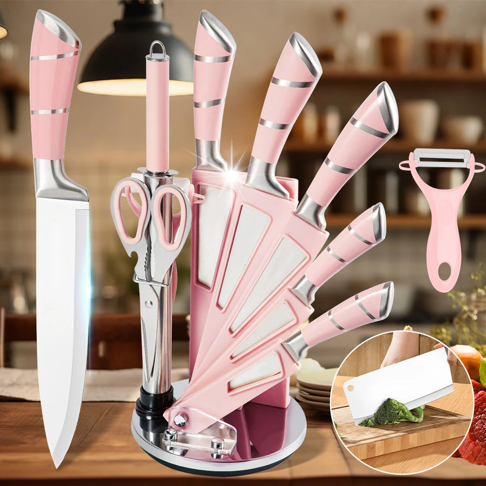 ZENG Stainless Steel Kitchen Knife Set With Scissors And Peeler