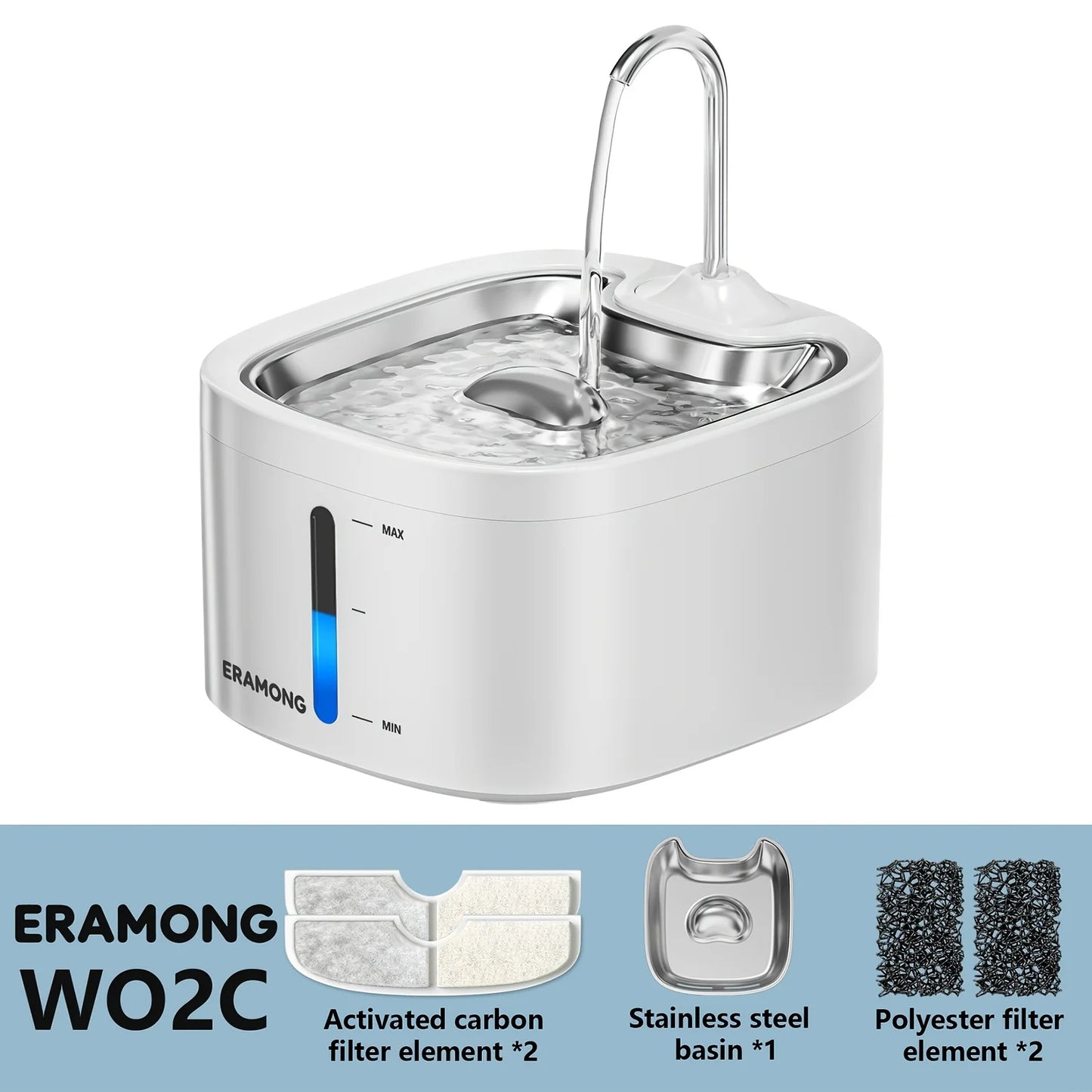 Automatic Stainless Steel Pet Water Fountain With Quiet Water Pump