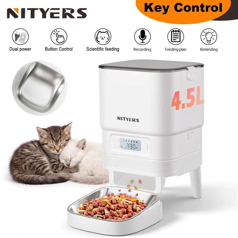 Nityers Automatic Pet Feeder With Stainless Steel Bowl And Voice Recorder