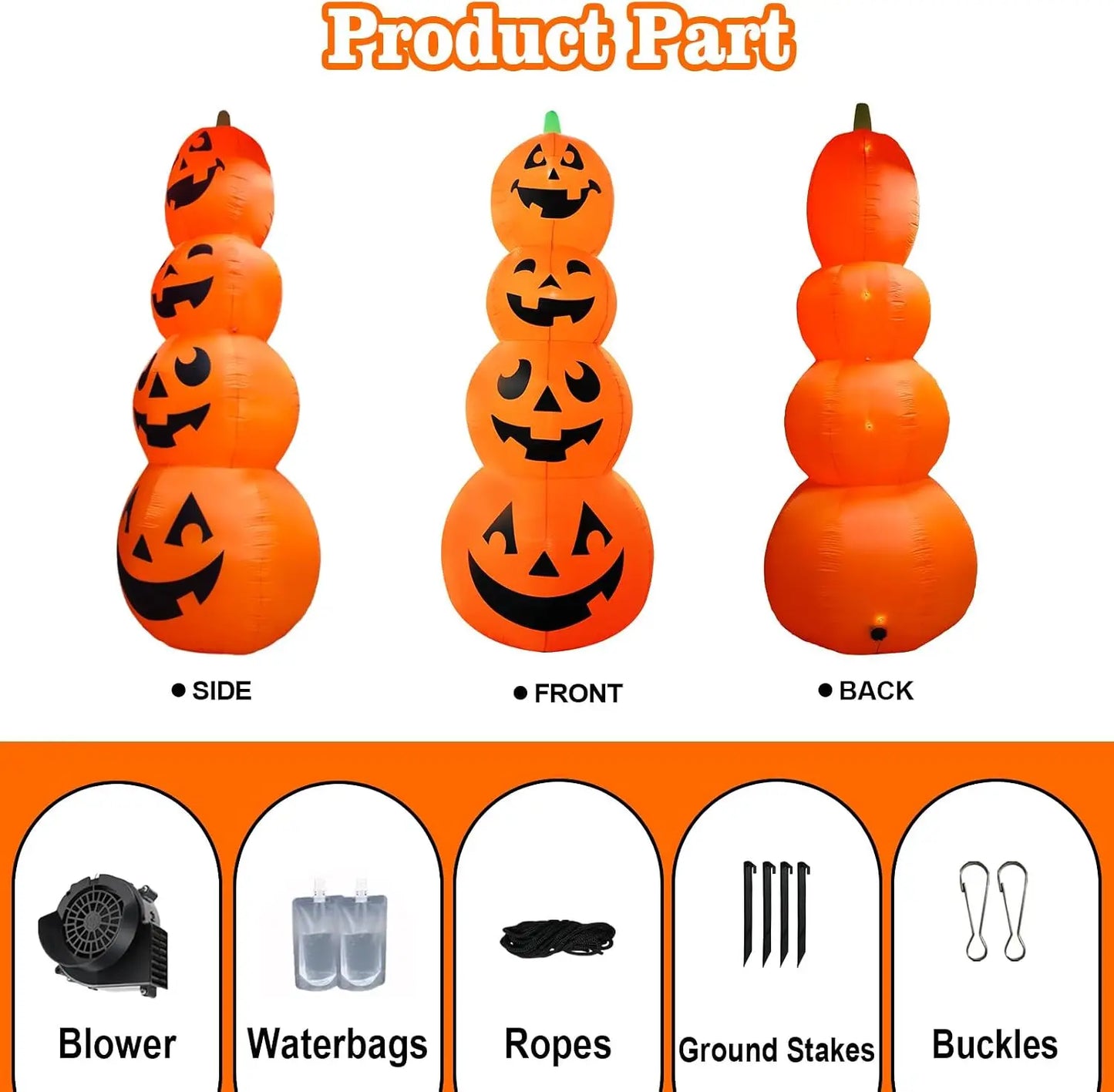 High-concerned Inflatable Giant Pumpkin Halloween Decoration With Built-In LEDs