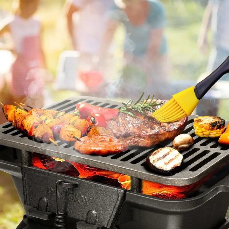 Portable Cast Iron Hibachi Grill With Grate Lifter