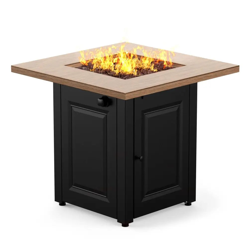 Gas Propane Fire Pit Table With Lid And Lava Rocks