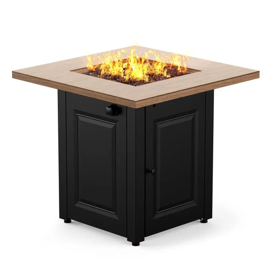 Gas Propane Fire Pit Table With Lid And Lava Rocks