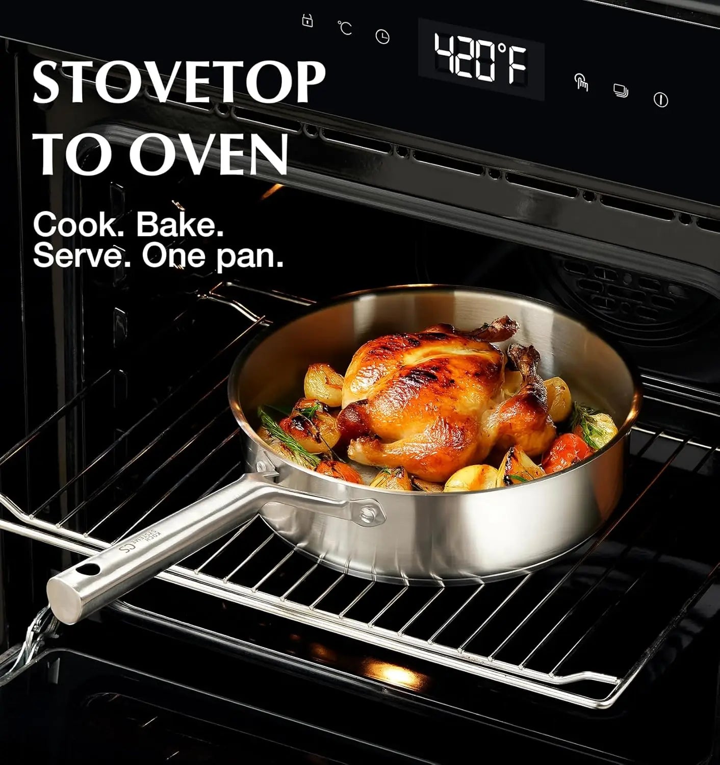 Stainless Steel Cookware Set 17-Piece With 5-Layer Base Induction Safe