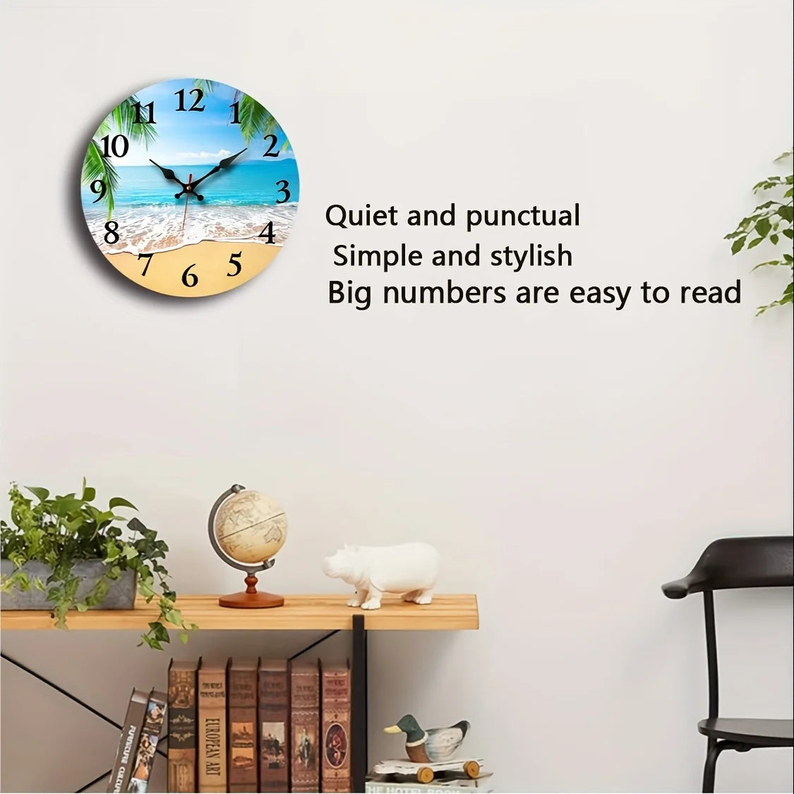 XMSJ Wooden Round Wall Clock Silent Living Room Decor