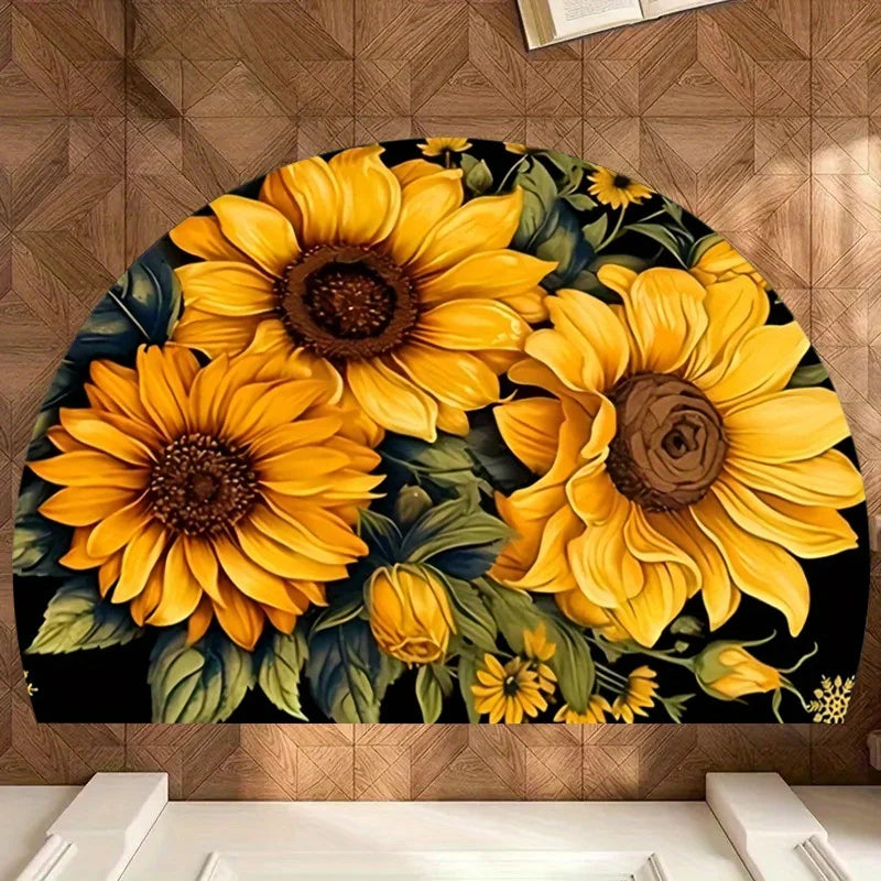 Sunflower Pattern Doormat For Indoor Entrances And Hallways