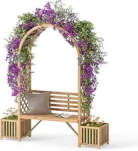 Garden Arbor With Bench And Planters Trellis System