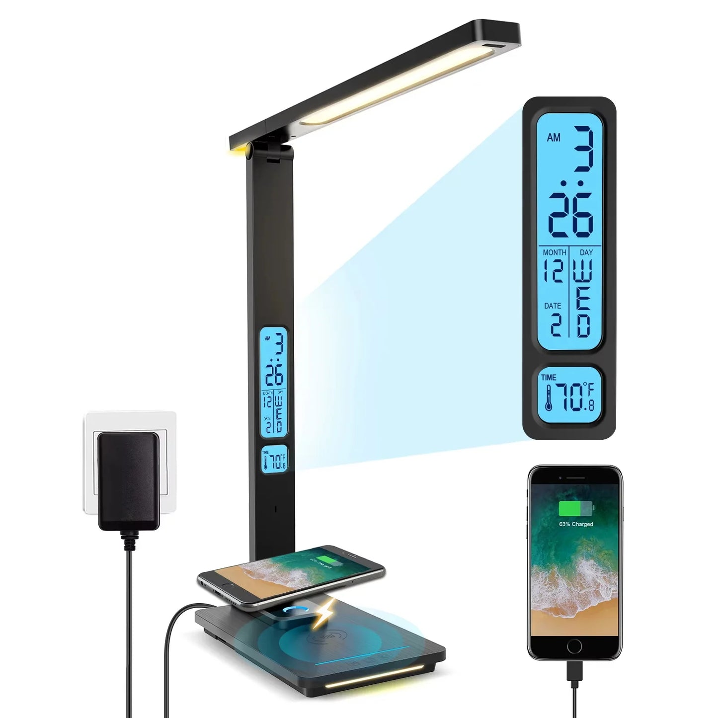 LAOPAO 10W Wireless Charging LED Desk Lamp With USB Port And Auto Timer