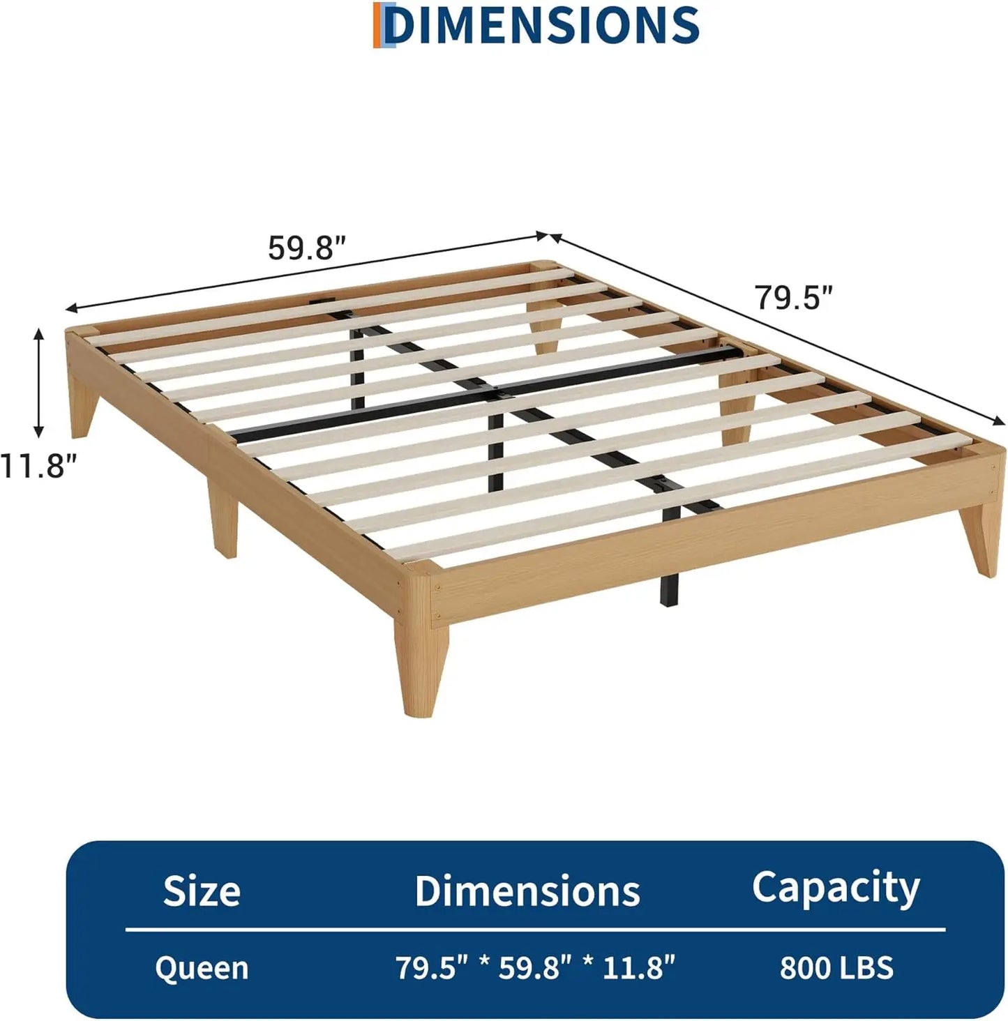 HobbyLane Wood Platform Bed Frame With Slats No Box Spring Needed Noise Free