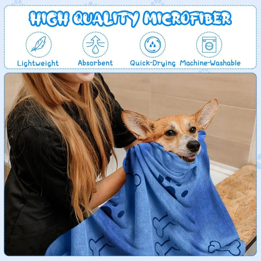 Dog Grooming Towels 12 Pack Microfiber Quick Drying Bath Towels