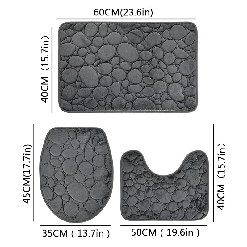 NONECN Solid Color Microfiber Bathroom Floor Mat Set Non Slip
