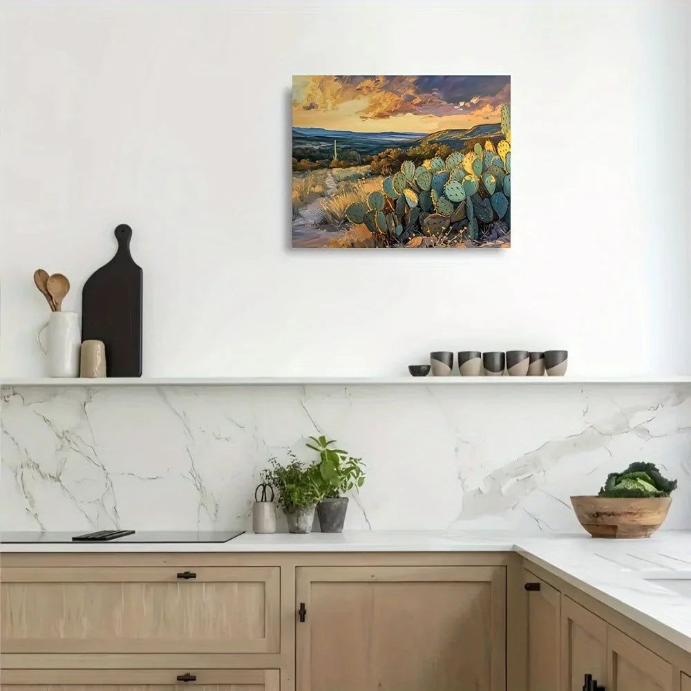 Pine Wood Frame Desert Southwest Sunset Interior Wall Art