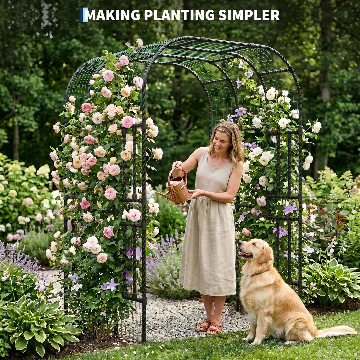 DishyKooker Steel Garden Arch Trellis For Climbing Plants