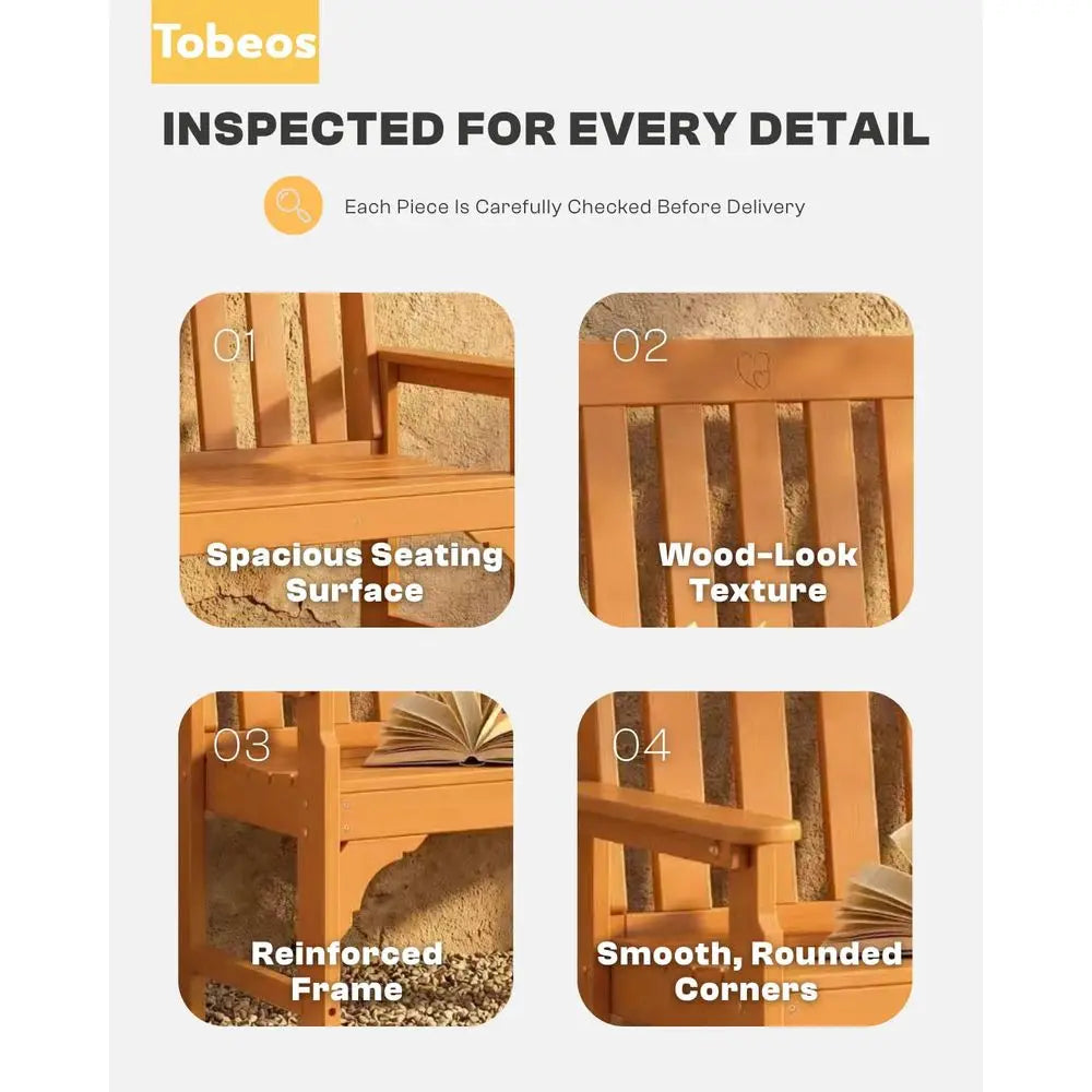 Adirondack Folding Bench All Weather HDPE Two Person Outdoor Seating