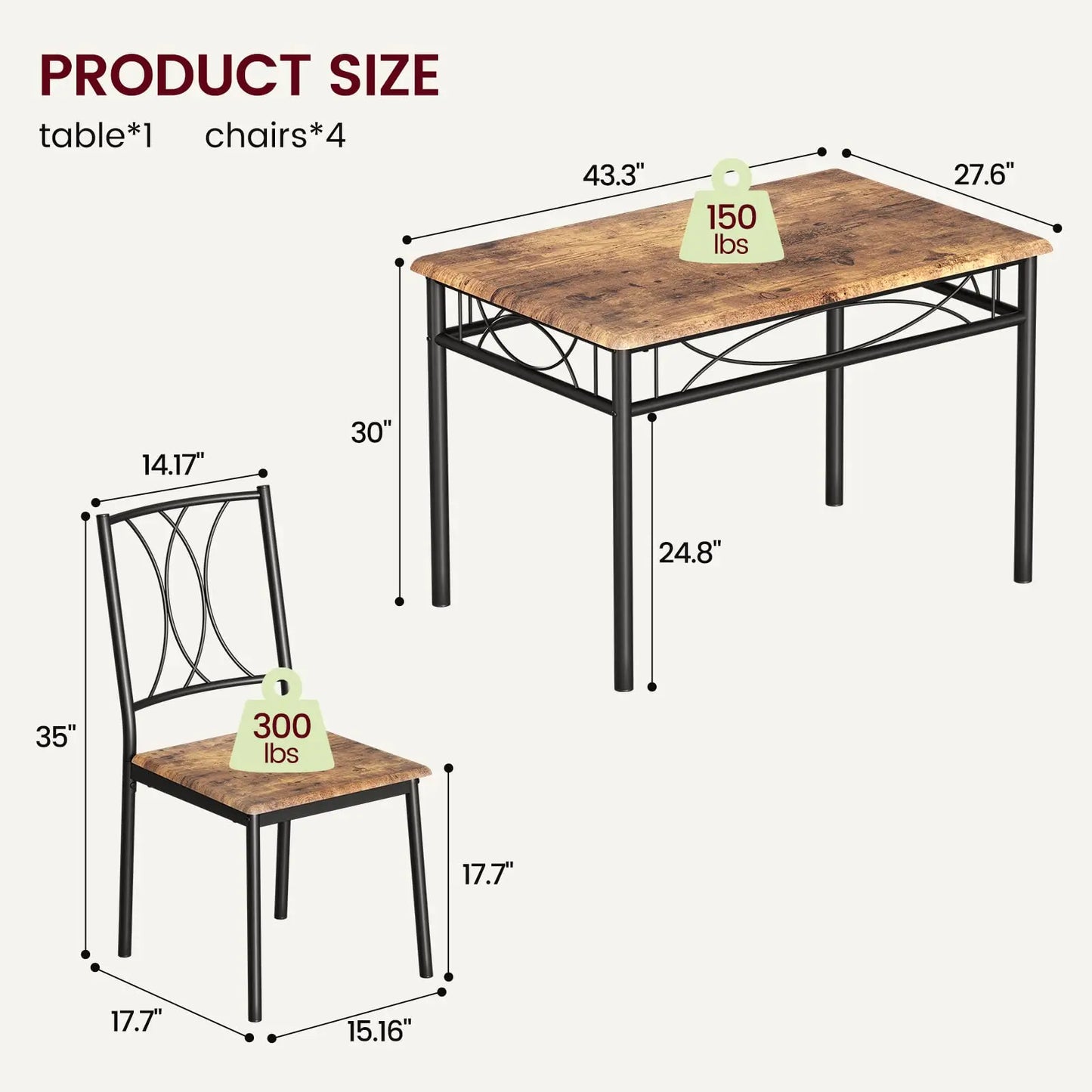 Studyset Kitchen Table And Chairs Dining Set For Four