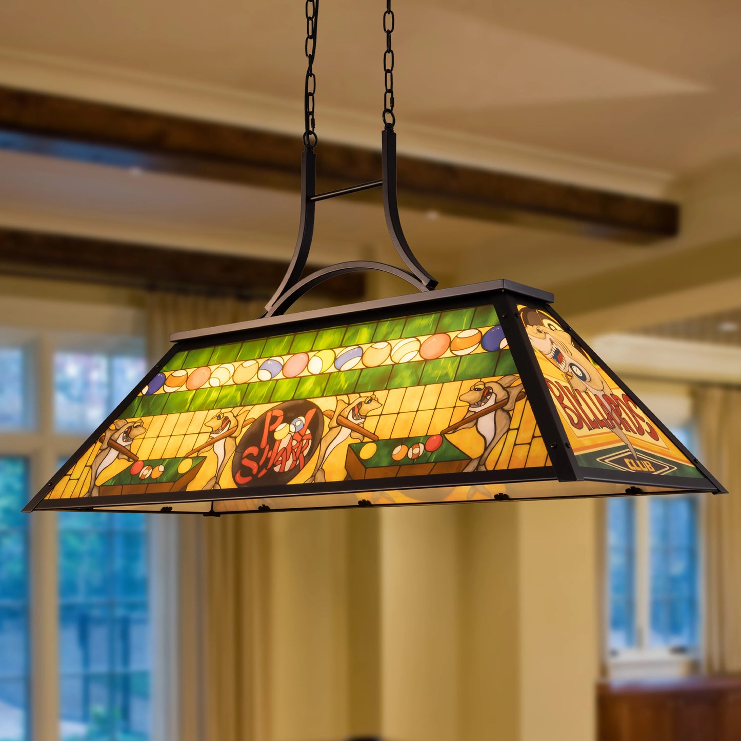 Vintage Pool Table Light 3-Light Rustic Billiards Shark Shade Fixture