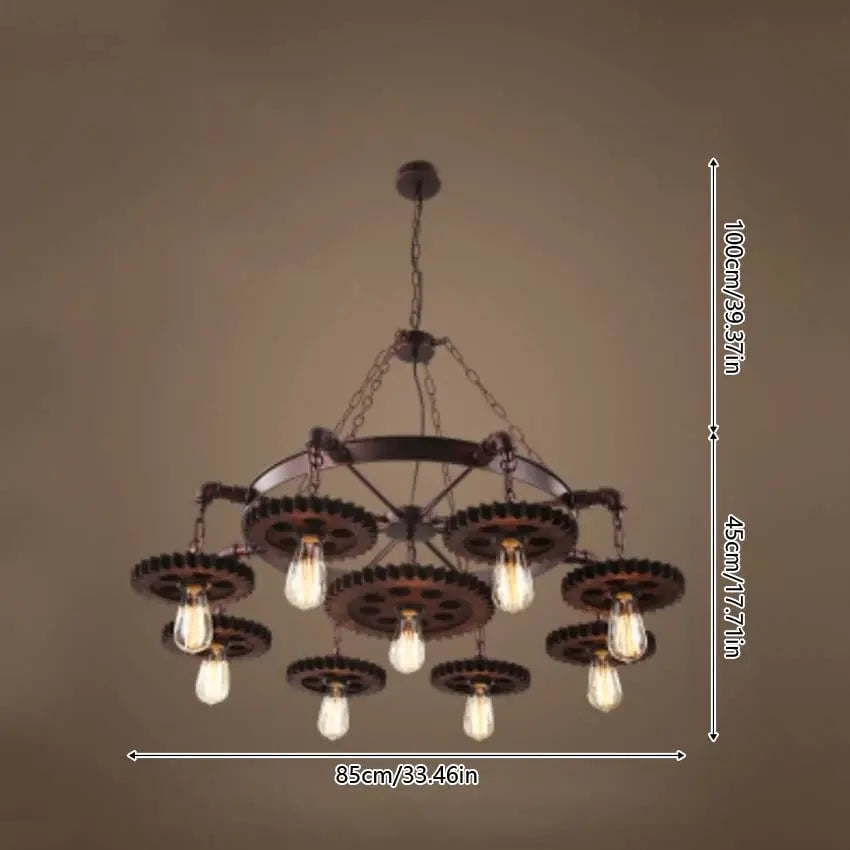 Industrial 9-Light Vintage Steampunk Chandelier Pendant Lamp