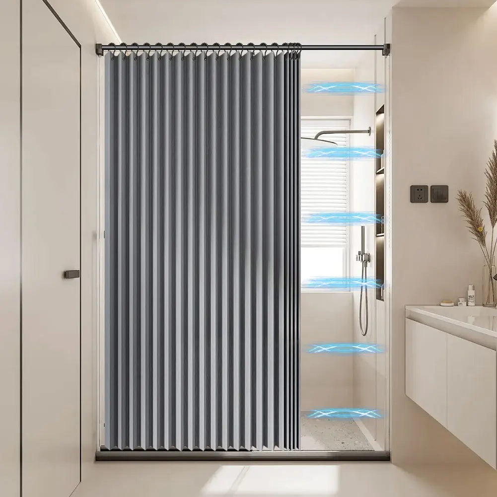 APWIKOGER Foldable Magnetic Shower Curtain Waterproof Bathroom With 14 Hooks
