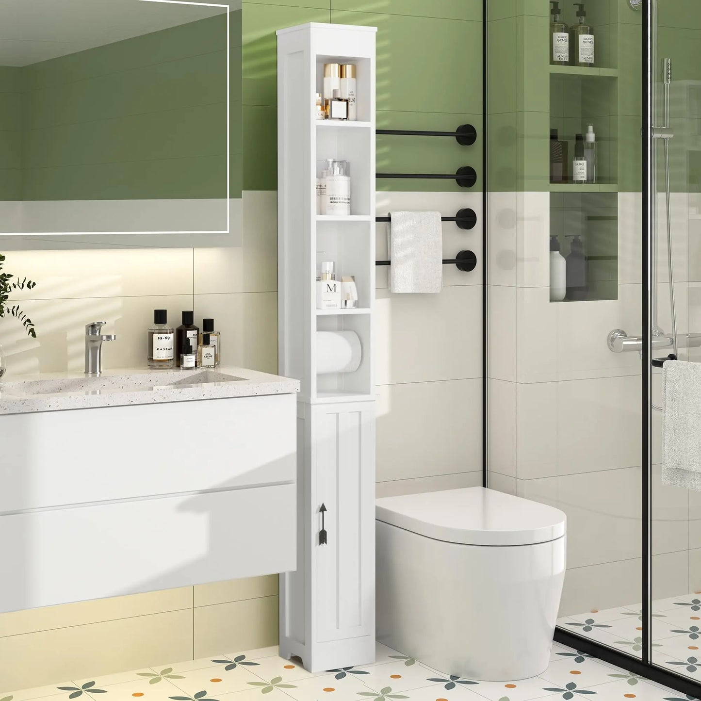 XIUWO Bathroom Storage Cabinet With Adjustable Shelves