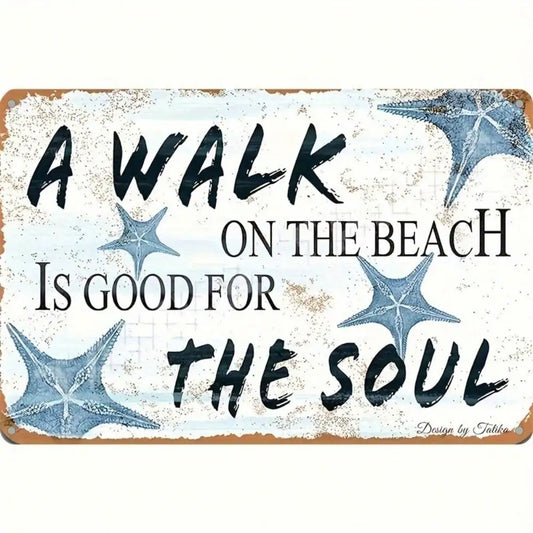 Coastal Starfish Tin Sign Wall Art Home Decor