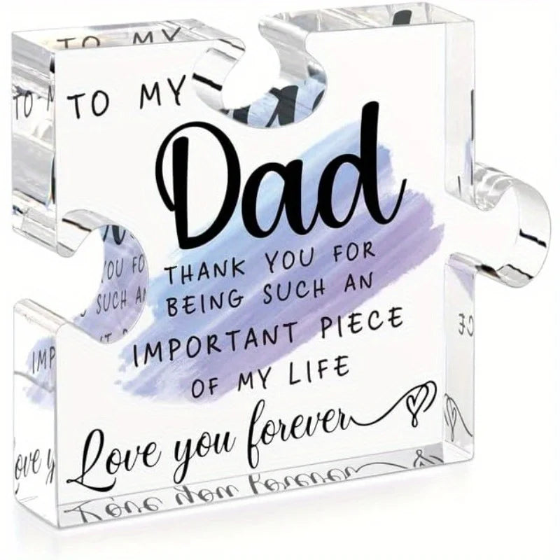 Dad Acrylic Block Puzzle Gift for Fathers Day and Birthdays