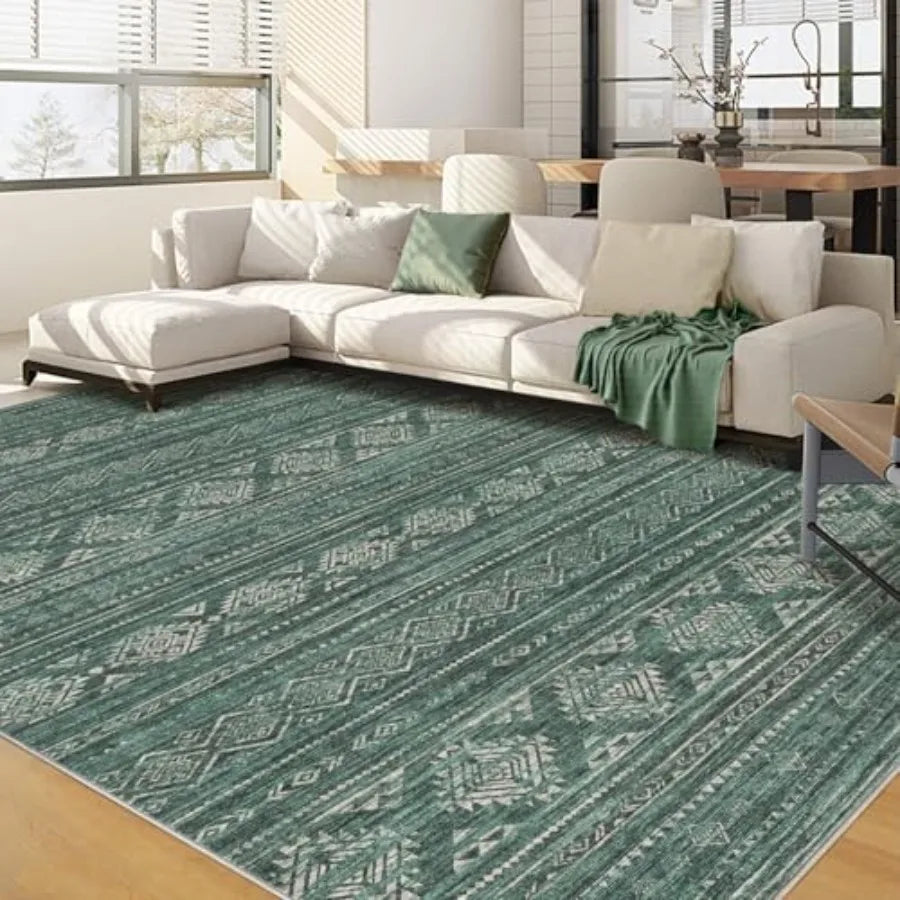 Boho Kilim Style Area Rug Polyester Machine Washable