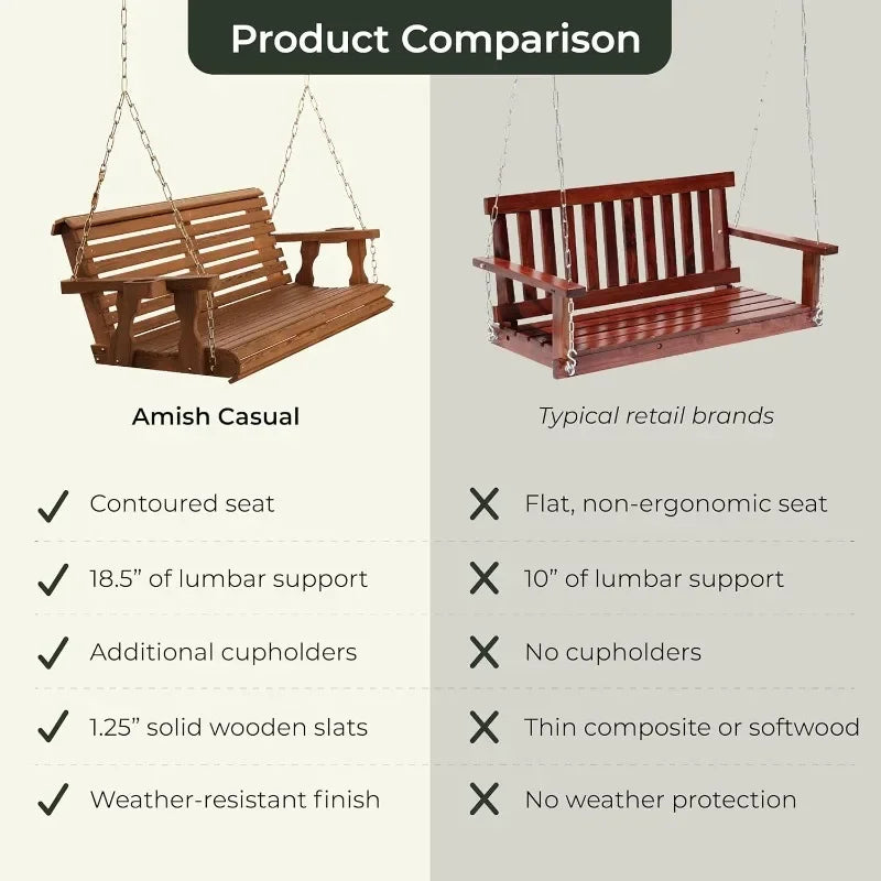 Casual Heavy Duty Porch Swing 700 Lb Capacity Cup Holders