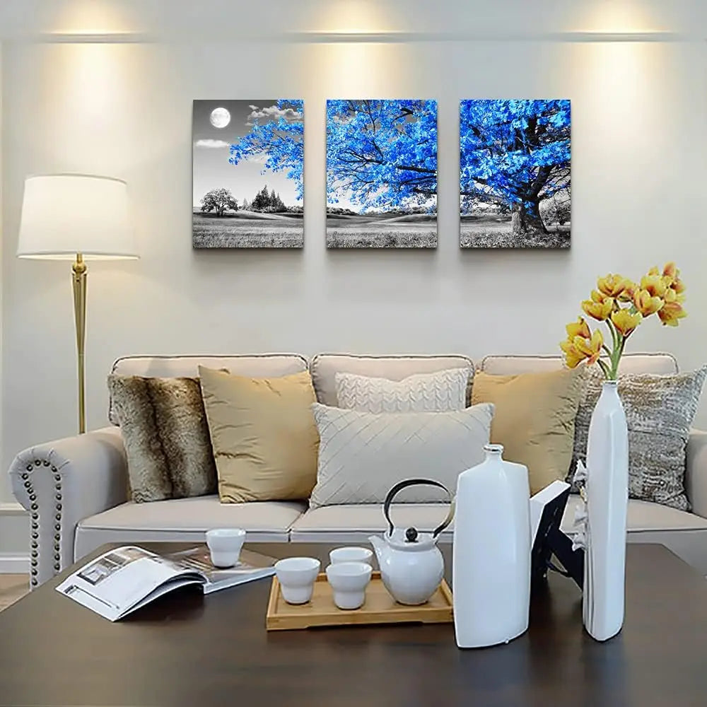 Premium Modern Tree Moon Landscape Canvas Wall Art Set
